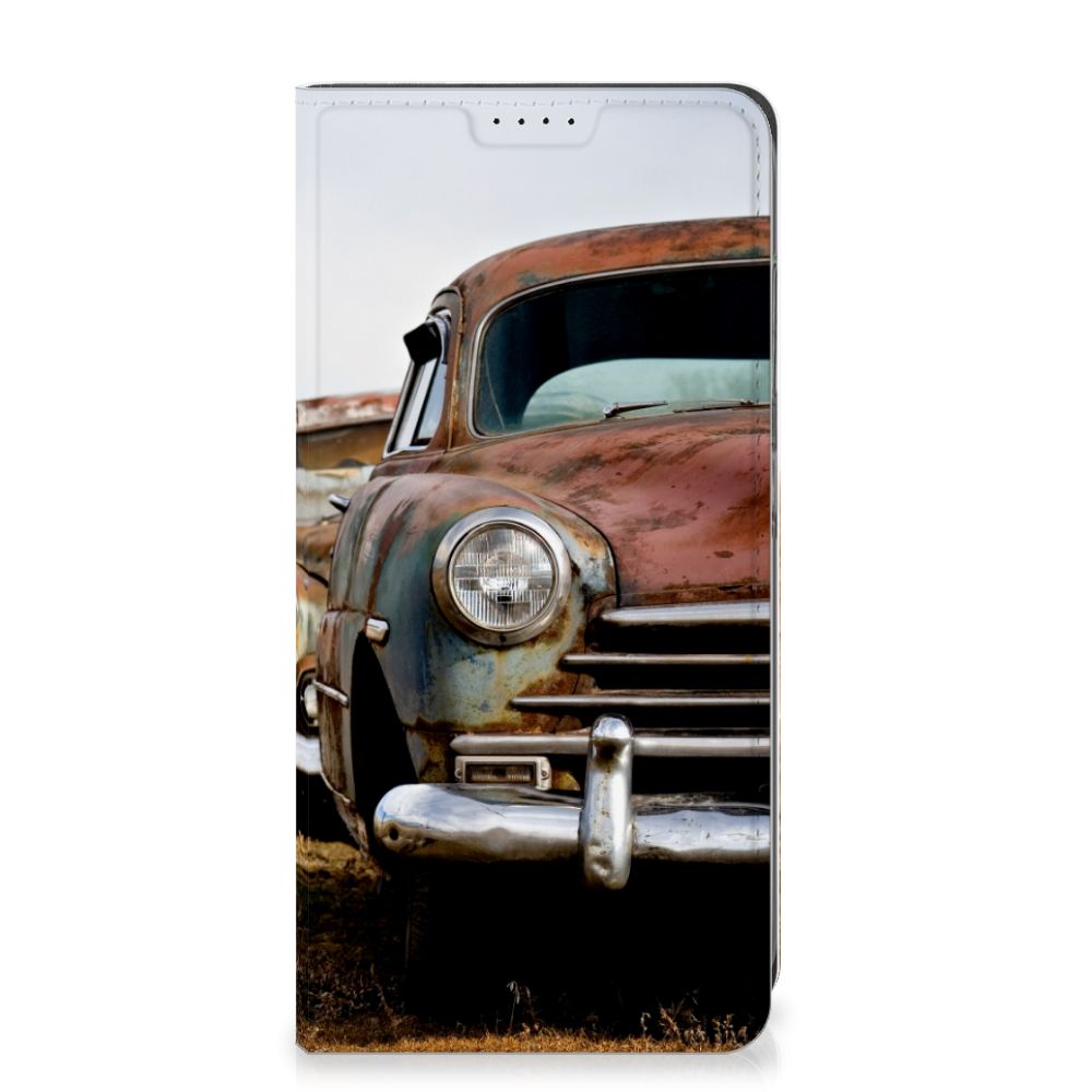 Samsung Galaxy A05s Stand Case Vintage Auto boekhoes vintage auto voorkant