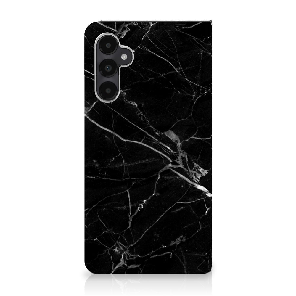 Samsung Galaxy A05s Standcase Marmer Zwart Origineel Cadeau Vader zwart marmer design hoesje aanzicht