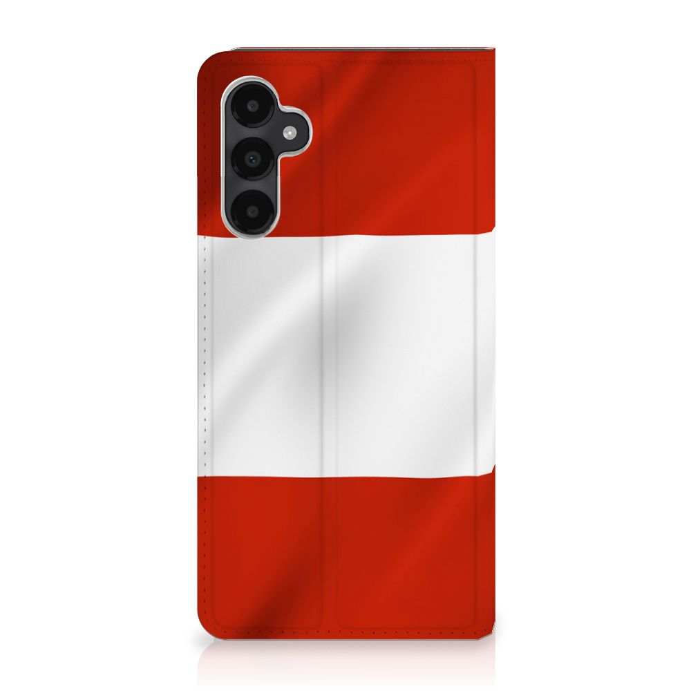 Samsung Galaxy A05s Standcase Oostenrijk vlag ontwerp voorkant