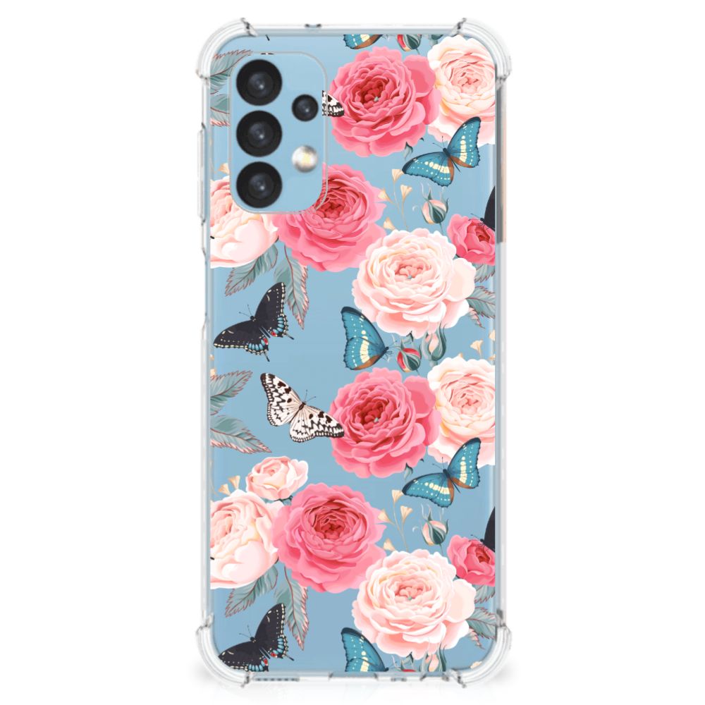 Samsung Galaxy A13 (4G) Case Butterfly Roses bloemen vlinders achteraanzicht