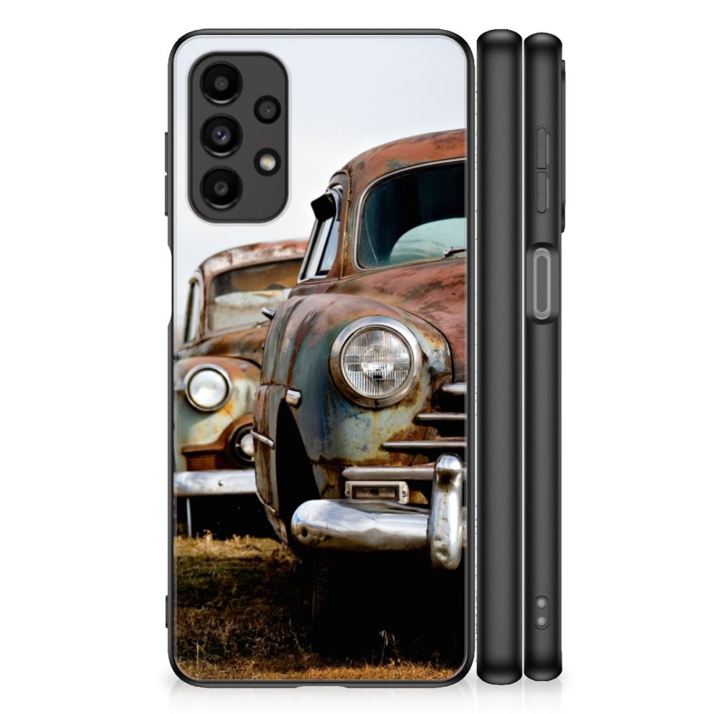 Samsung Galaxy A13 4G Silicone Back Case Vintage Auto vintage auto voorkant zijaanzicht