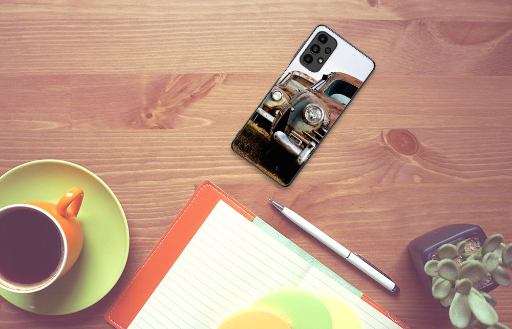 Samsung Galaxy A13 4G Silicone Back Case Vintage Auto mobiel vintage auto aanzicht