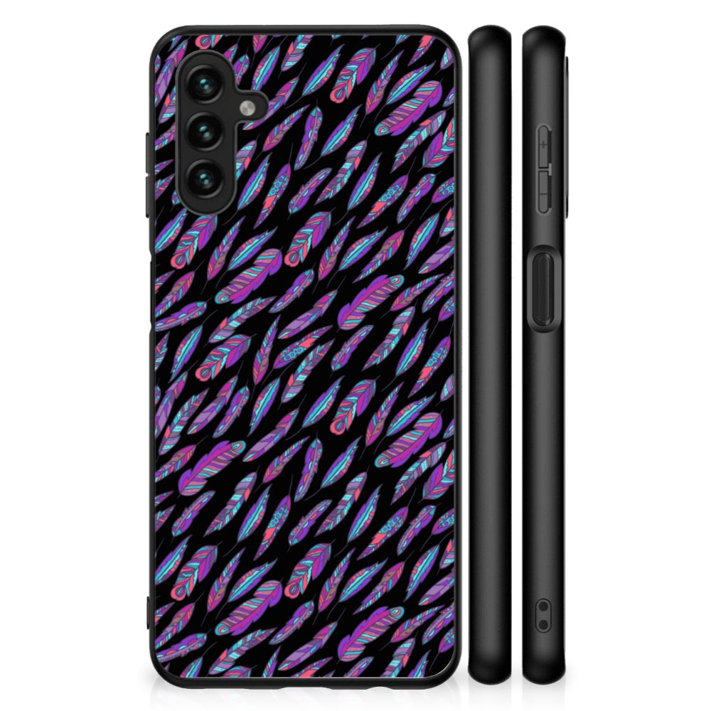 Samsung Galaxy A13 5G | A04s Back Case Feathers Color patroon zijaanzicht