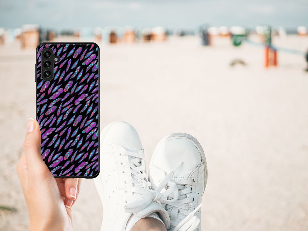 Samsung Galaxy A13 5G | A04s Back Case Feathers Color patronen achterzijde detail strand