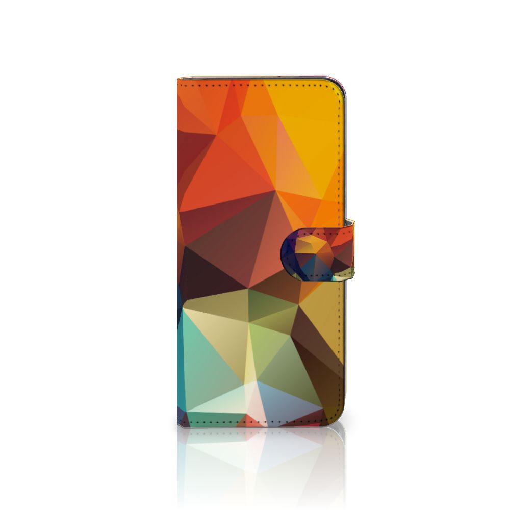 Samsung Galaxy A14 4G Book Case Polygon Color met kunstzinnige geometrische patronen in felle kleuren.