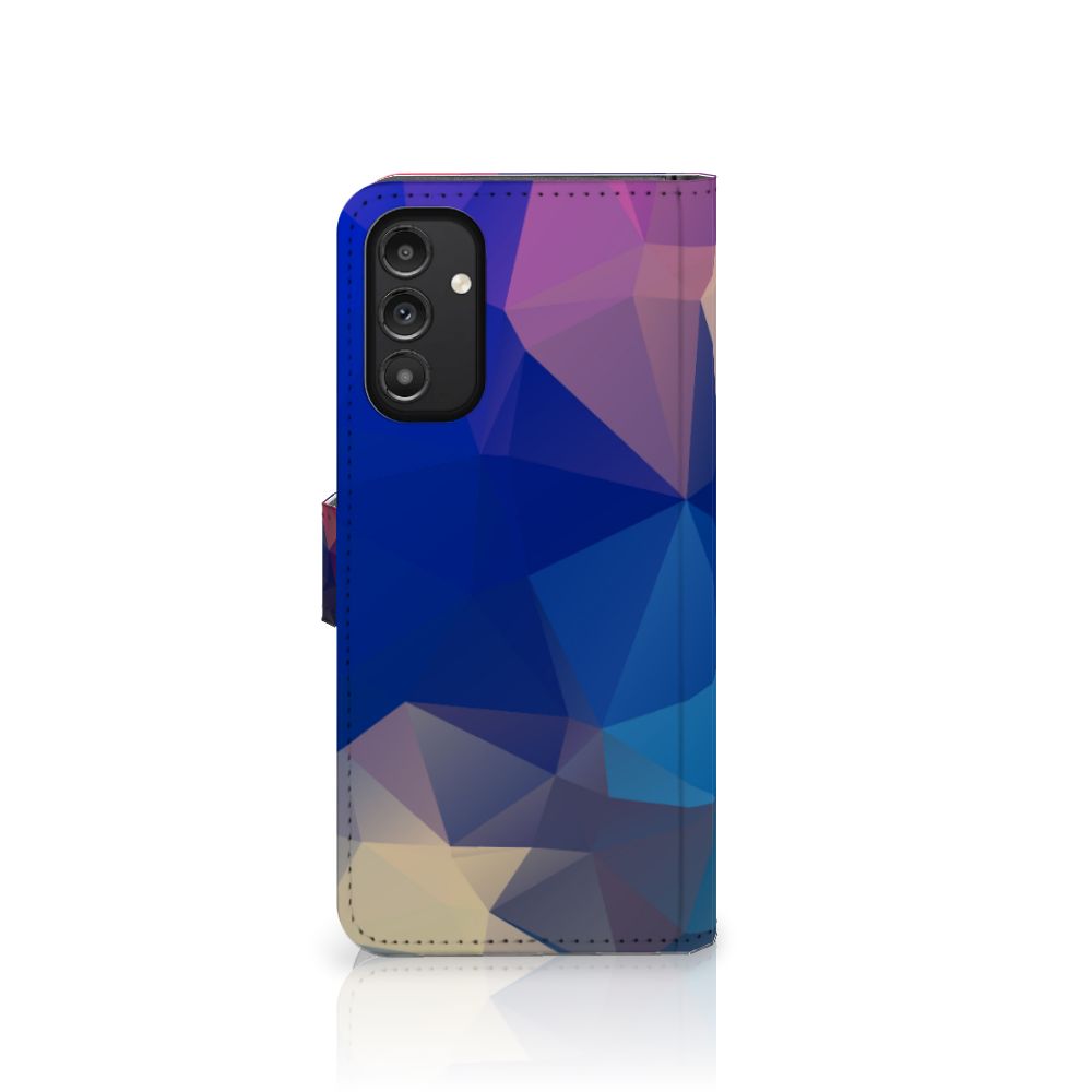 Samsung Galaxy A14 4G Book Case Polygon Dark hoesje abstracte kunst zijkant