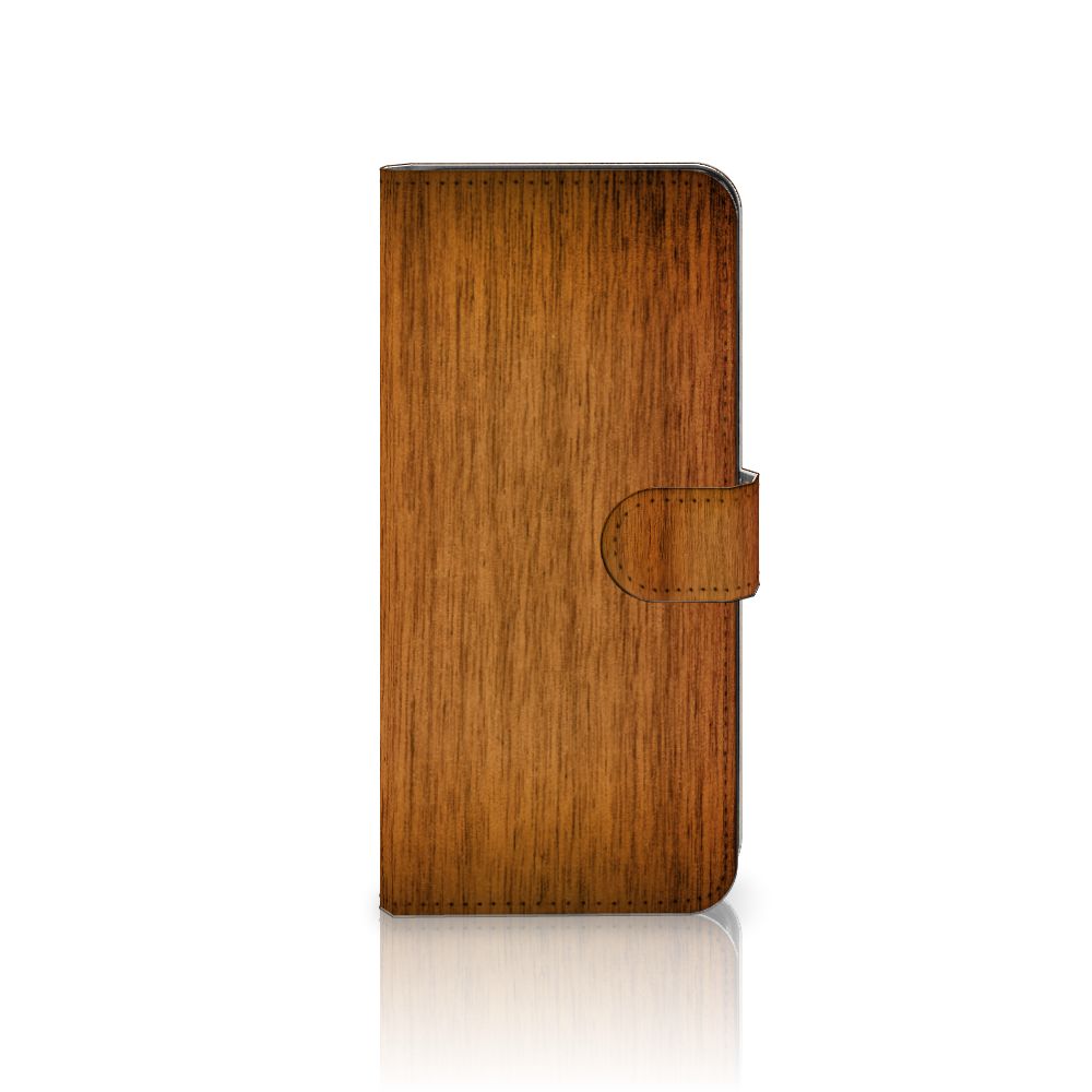 Samsung Galaxy A14 4G Book Style Case Donker Hout hoesje design houtprint aanzicht