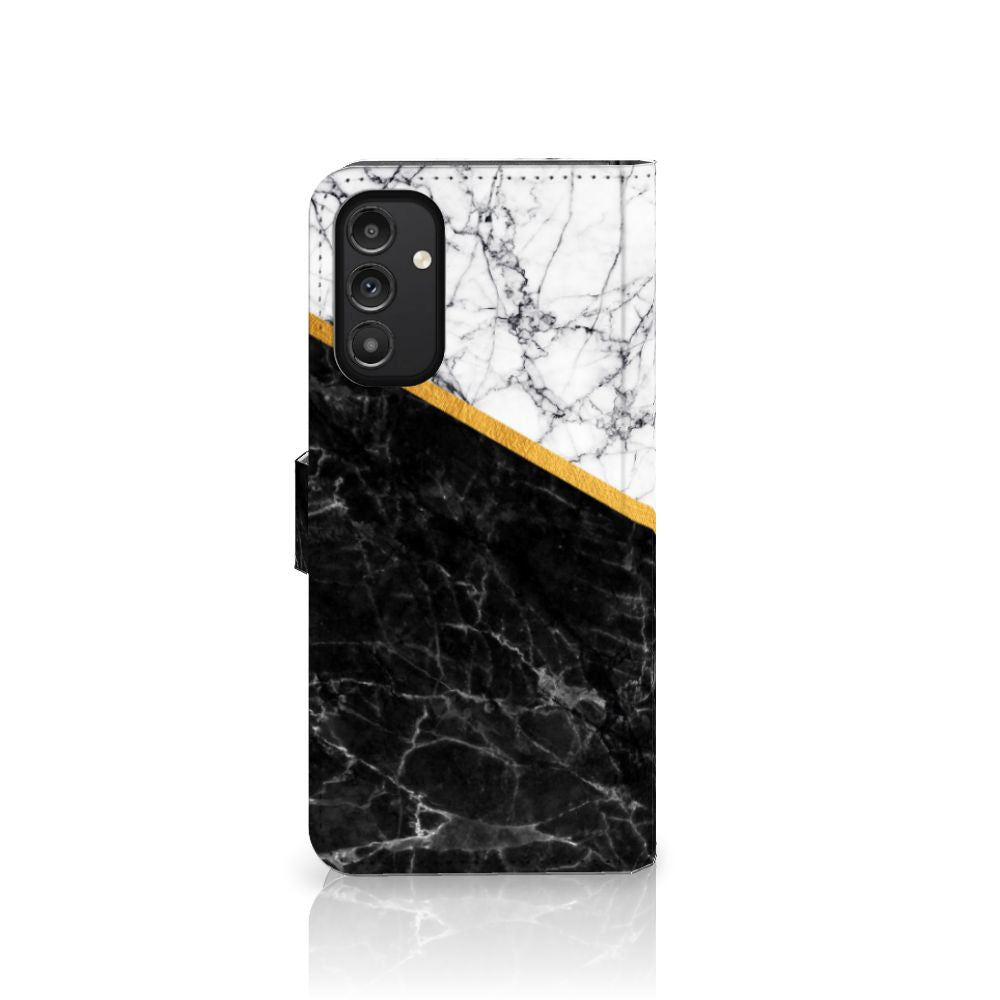 Samsung Galaxy A14 4G Bookcase Marmer Wit Zwart - Origineel Cadeau Man met luxe zwart-wit marmerdesign