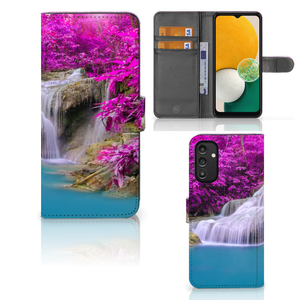 Samsung Galaxy A14 4G Flip Cover Waterval flipcover waterval paarse bomen water