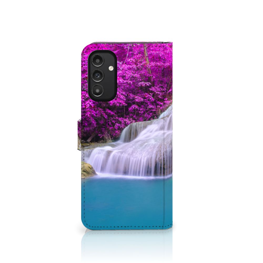 Samsung Galaxy A14 4G Flip Cover Waterval waterval paarse bomen voorkant