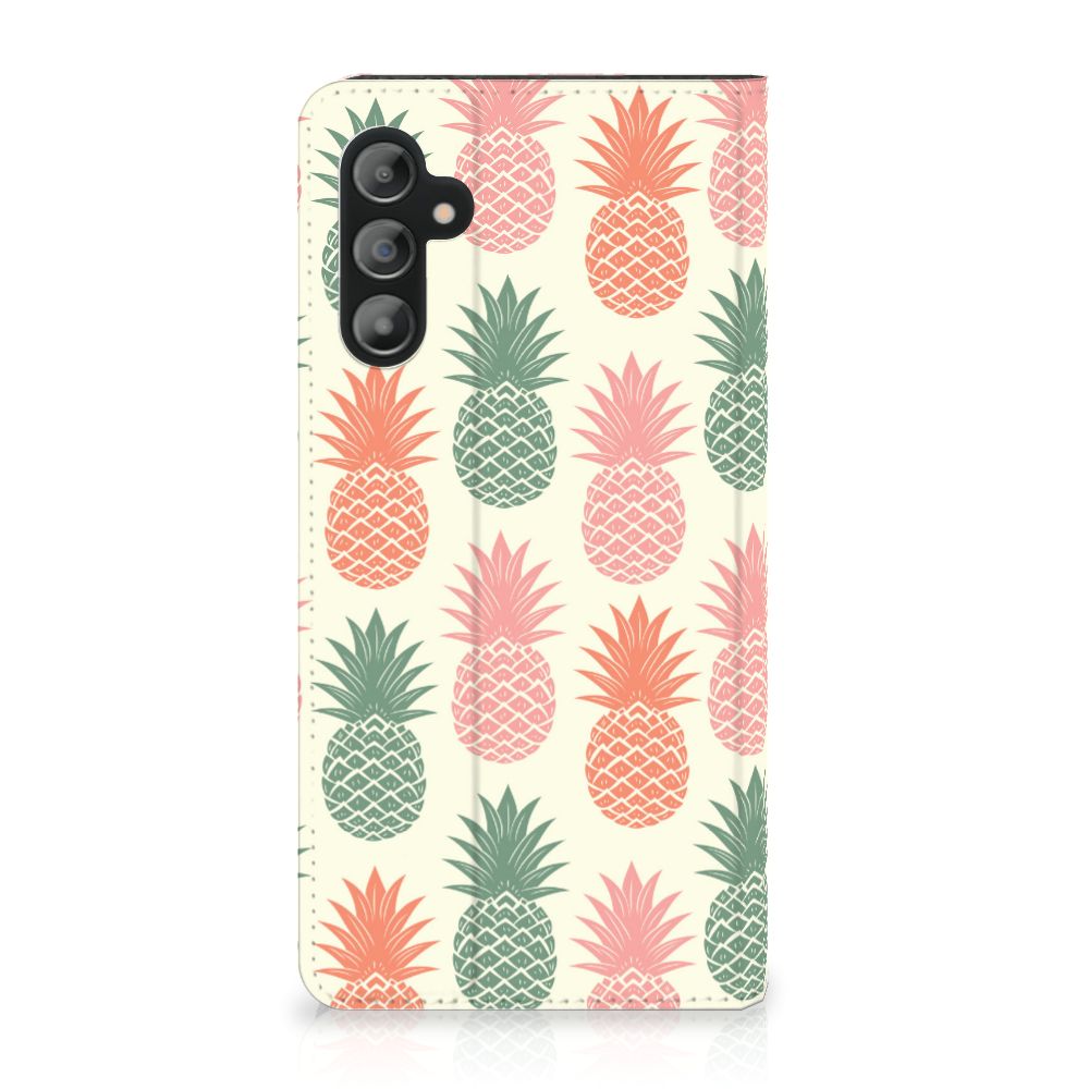 Samsung Galaxy A14 4G Flip Style Cover Ananas with colorful pineapple pattern