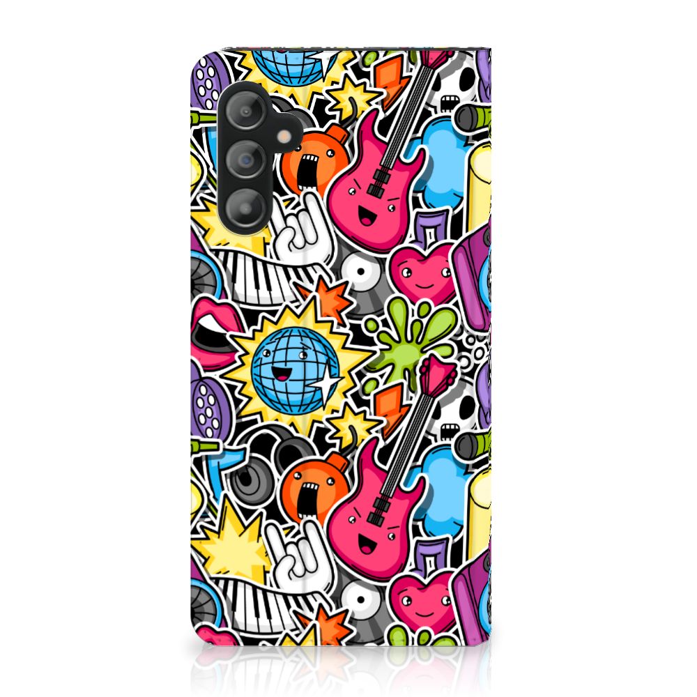 Samsung Galaxy A14 4G Hippe Standcase Punk Rock met kleurrijke muziek en punk elementen