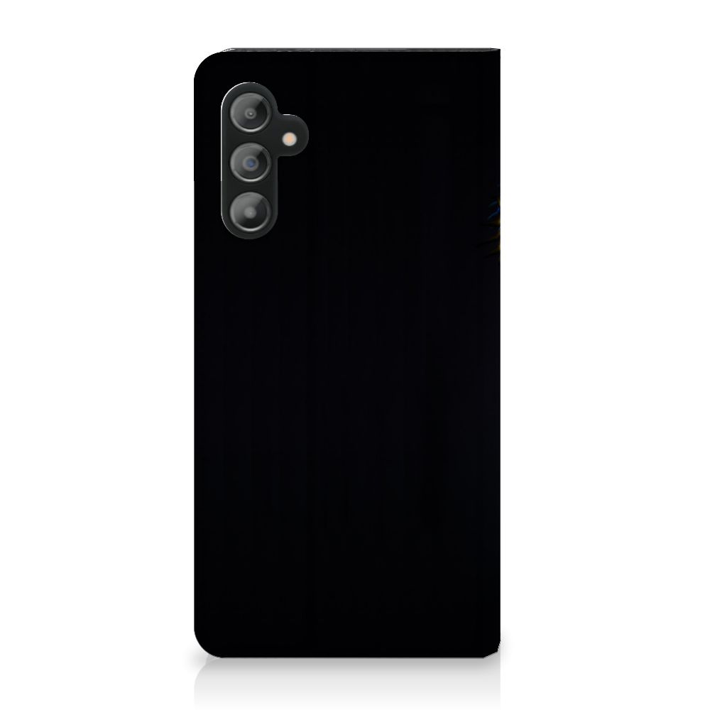 Samsung Galaxy A14 4G Hoesje maken Papegaai ontwerp met zwarte achtergrond voor optimale bescherming.