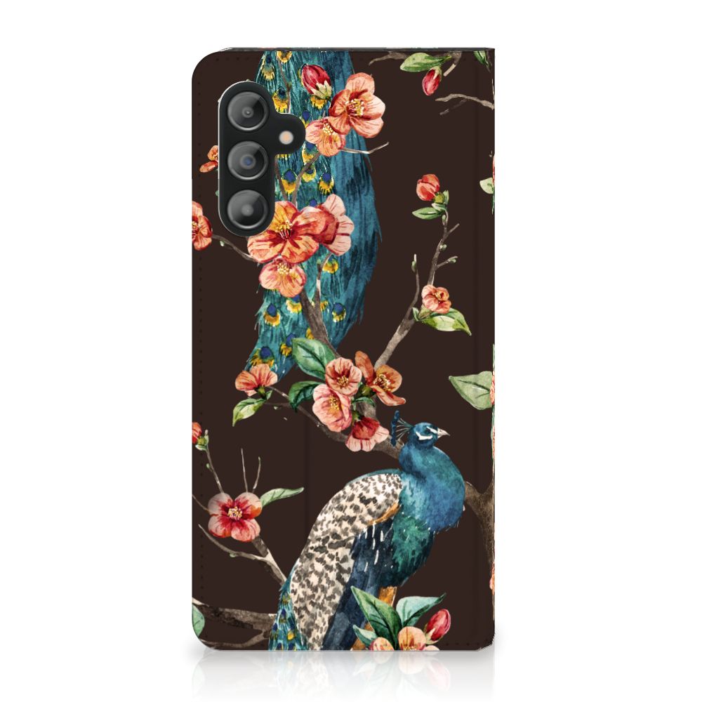 Samsung Galaxy A14 4G Hoesje maken Pauw met Bloemen design, kleurrijk en beschermend smartphone hoesje.
