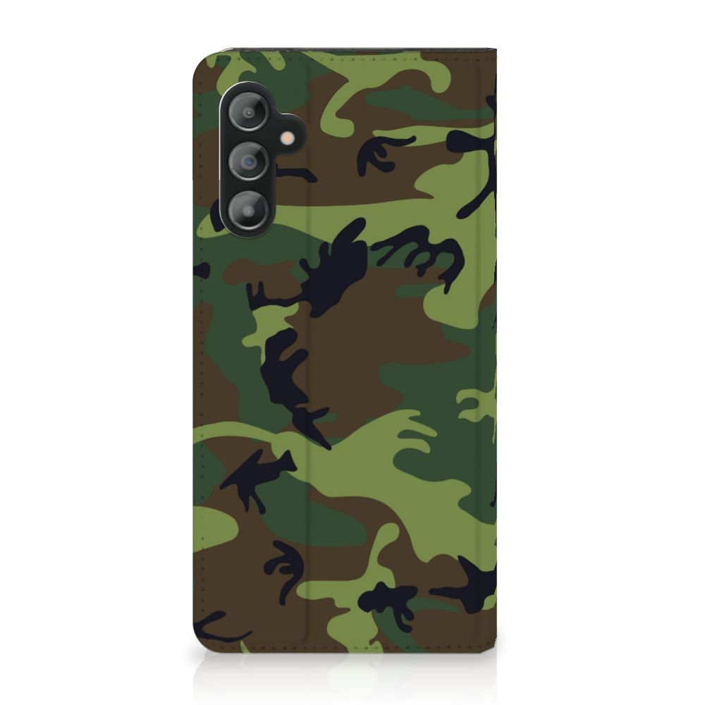 Samsung Galaxy A14 4G Hoesje met Magneet Army Dark in camouflage design met donkere kleuren.
