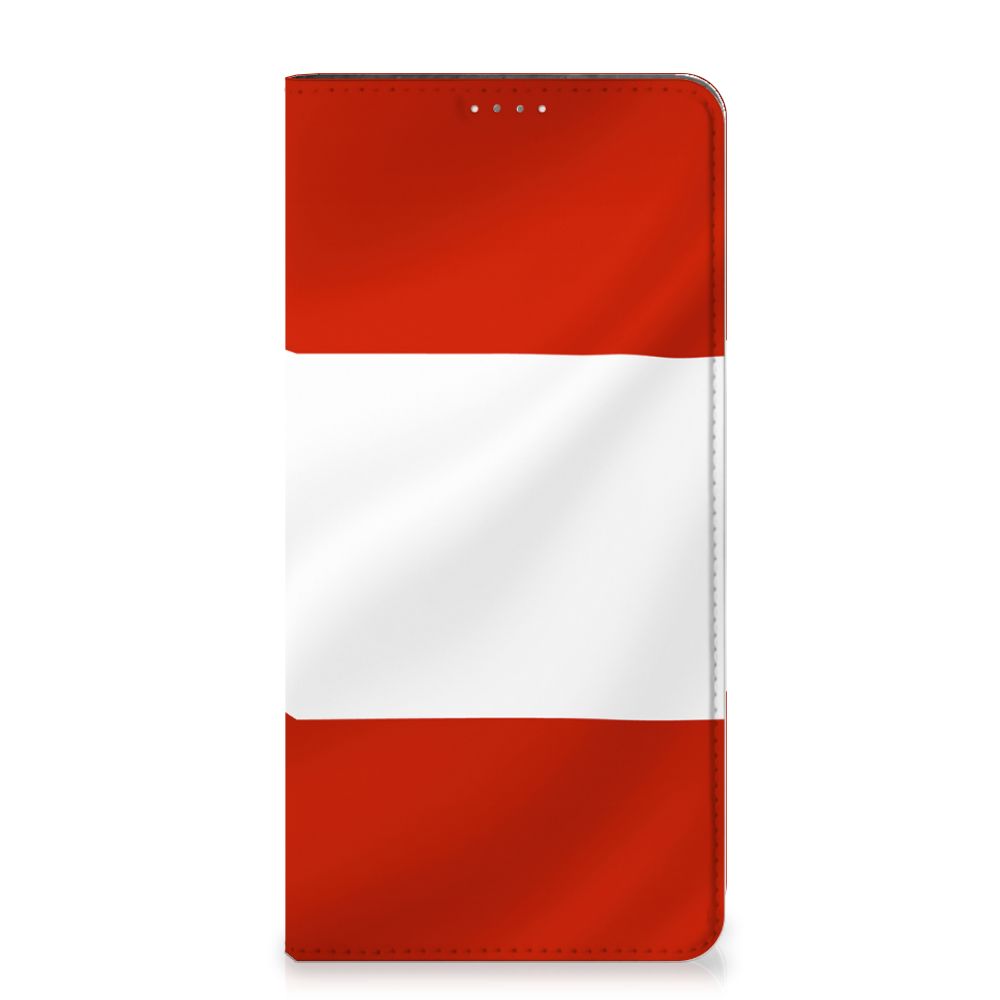 Samsung Galaxy A14 4G Standcase Oostenrijk met de Oostenrijkse vlag op de voorkant.