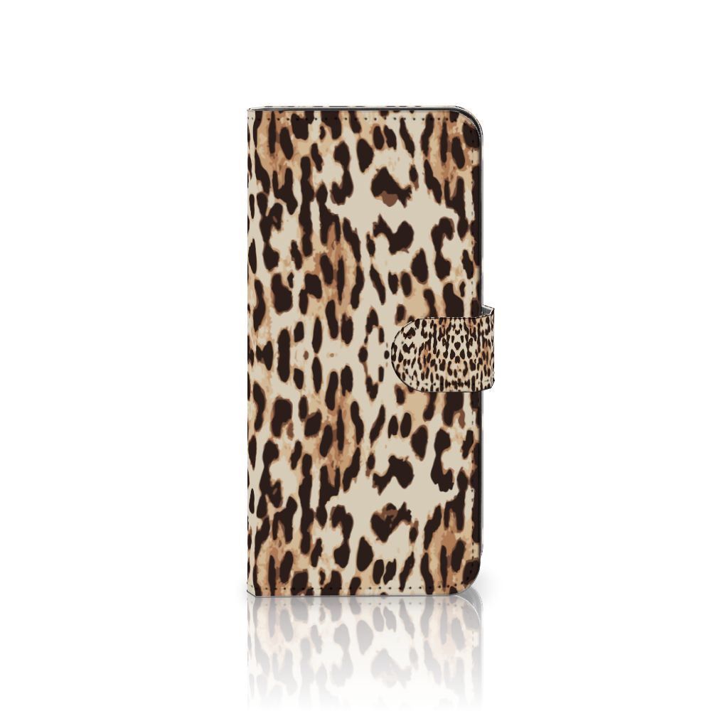 Samsung Galaxy A14 4G Telefoonhoesje met Pasjes Leopard met panterprint en magnetische sluitclip