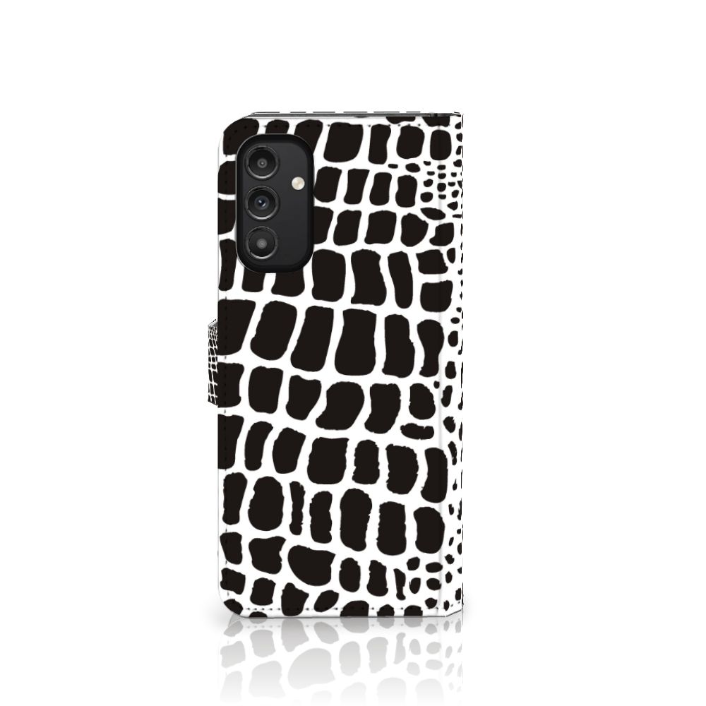 Samsung Galaxy A14 4G Telefoonhoesje met Pasjes Slangenprint in zwart en wit met magnetische sluiting