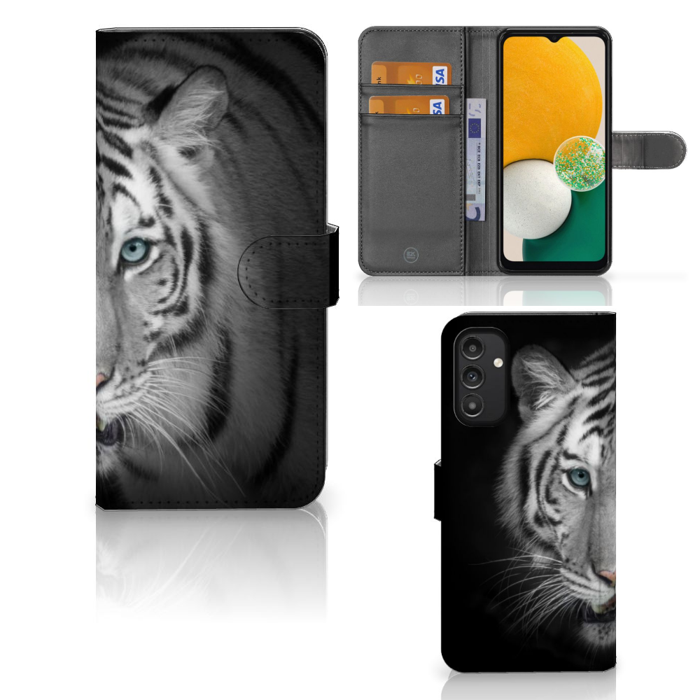 Samsung Galaxy A14 4G Telefoonhoesje met Pasjes Tijger tijger design voorkant achterkant