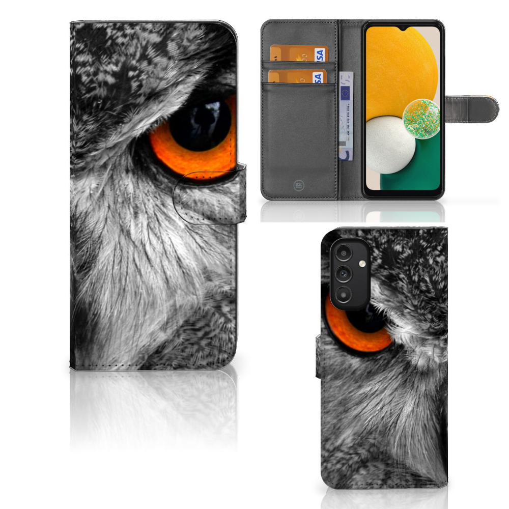 Samsung Galaxy A14 4G Telefoonhoesje met Pasjes Uil telefoonhoesje uil design aanzicht