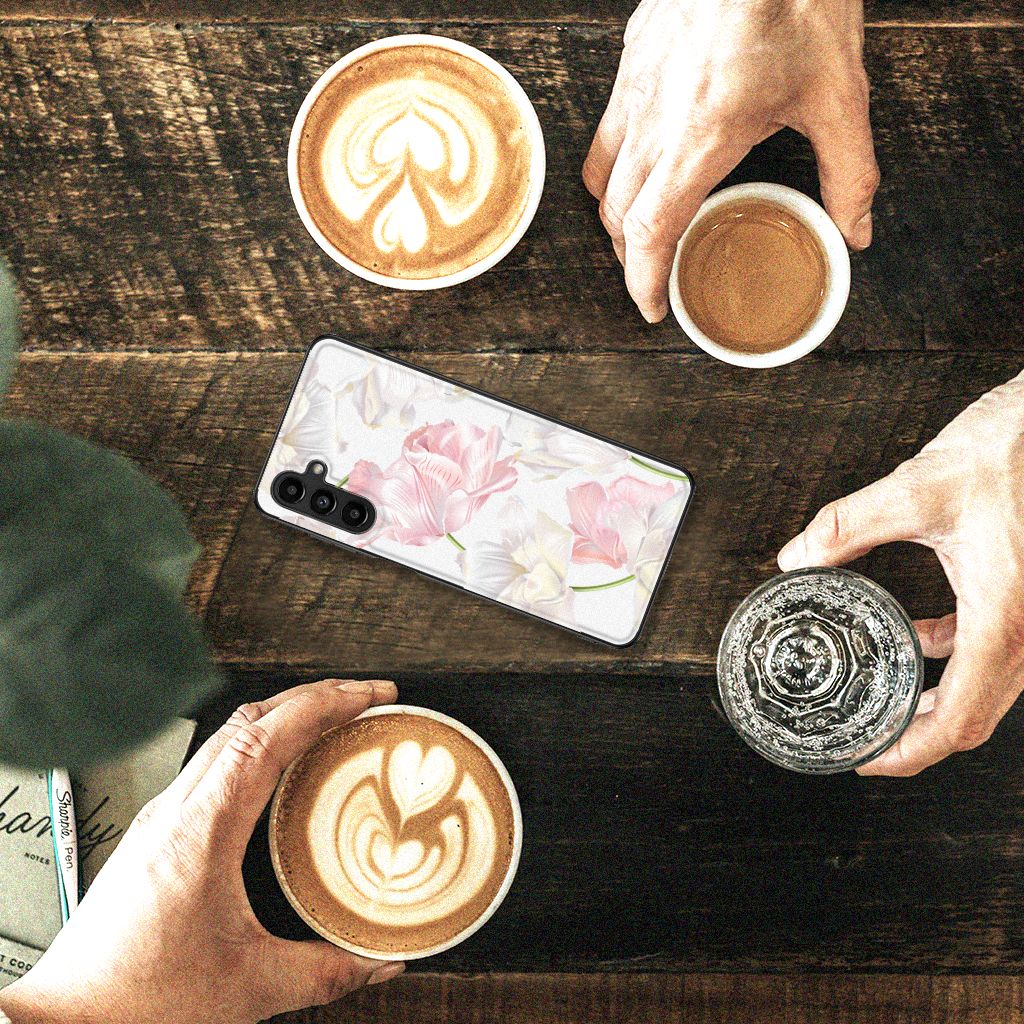 Samsung Galaxy A14 5G Bloemen Hoesje Lovely Flowers bloemen planten design bovenaanzicht cafe
