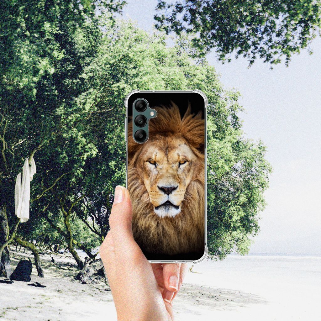Samsung Galaxy A14 5G/4G Case Anti-shock Leeuw telefoonhoesje leeuw design aanzicht