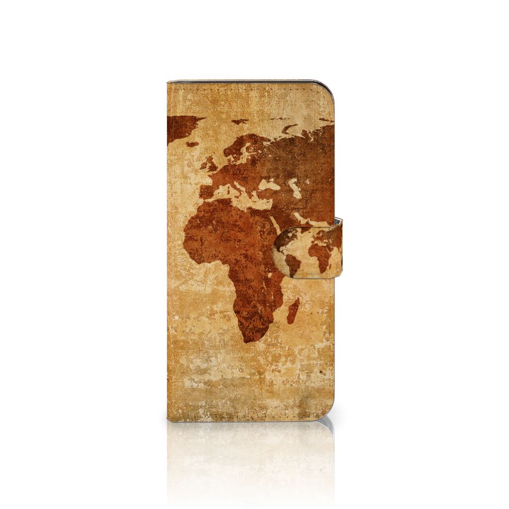 Samsung Galaxy A15 Flip Cover Wereldkaart telefoonhoesje wereldkaart bruin