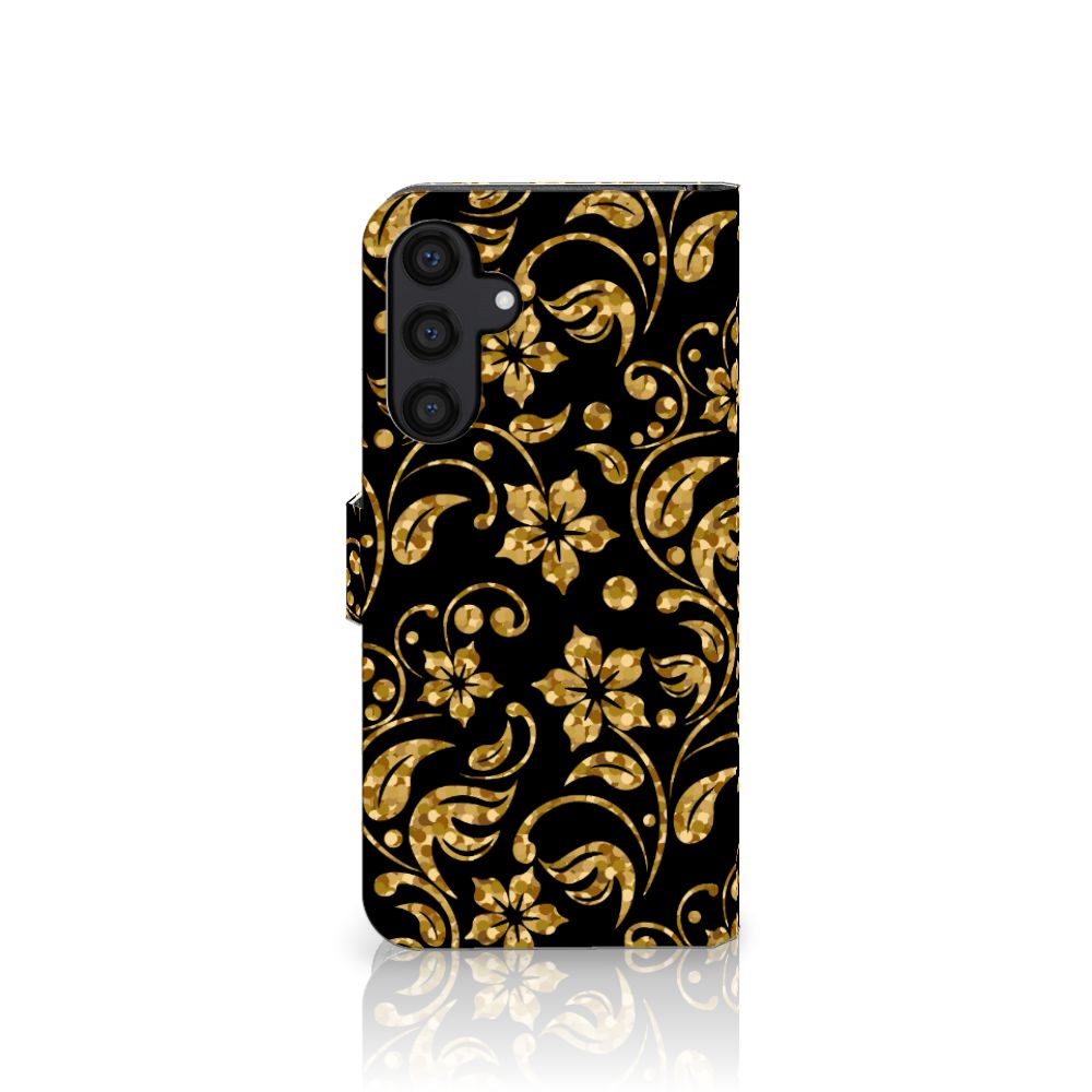 Samsung Galaxy A15 Hoesje Gouden Bloemen