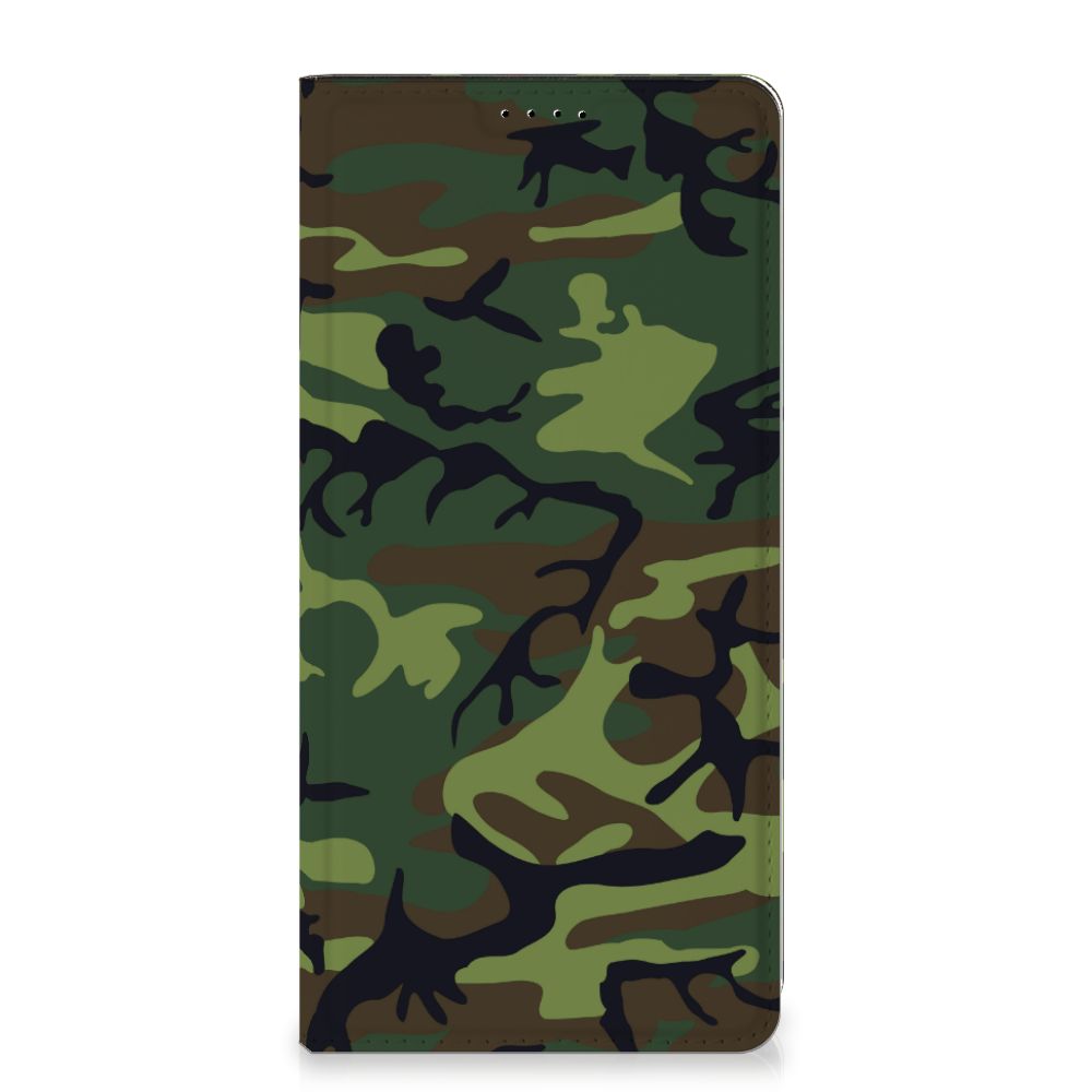 Samsung Galaxy A15 Hoesje met Magneet Army Dark camouflage design voorkant