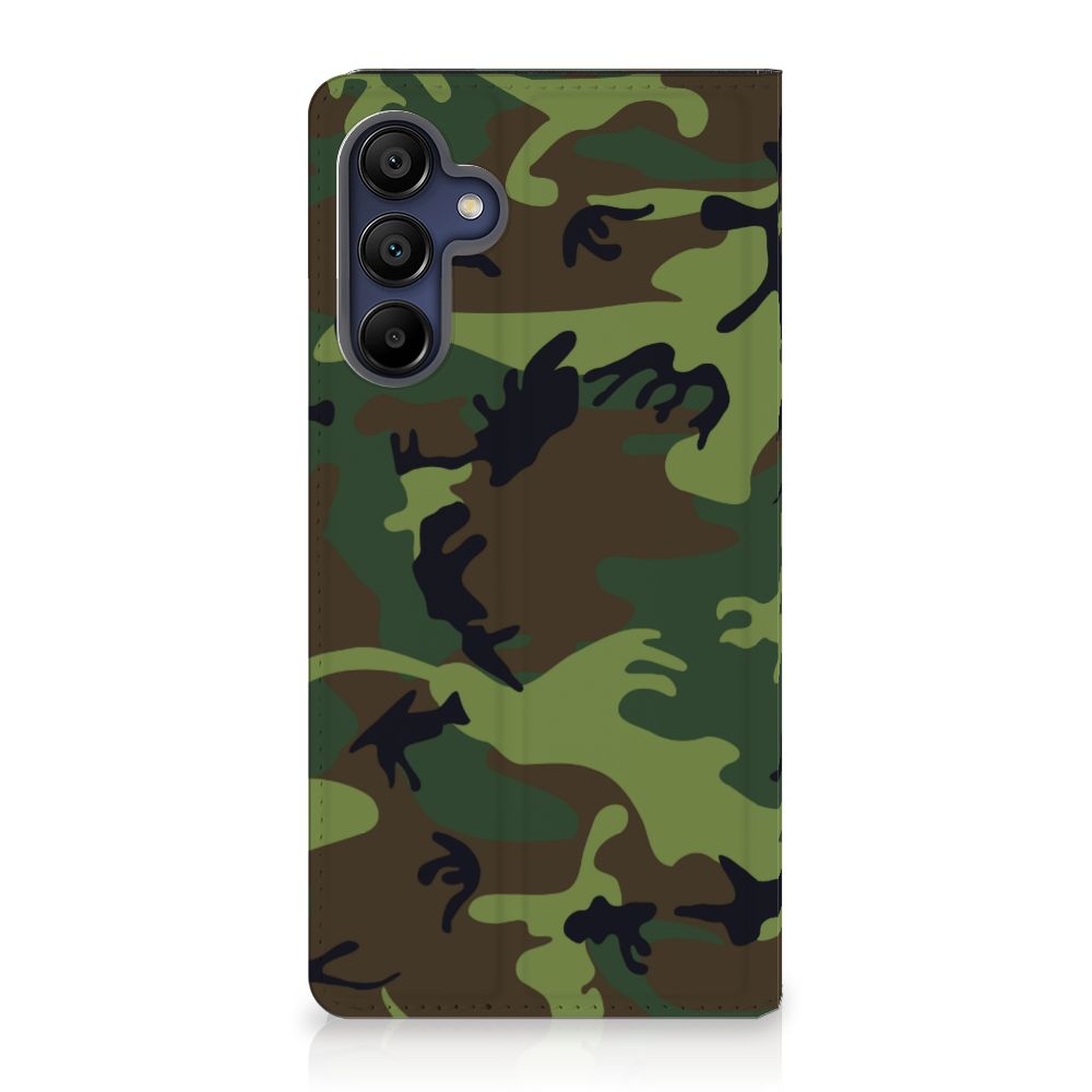 Samsung Galaxy A15 Hoesje met Magneet Army Dark camouflage design voorkant