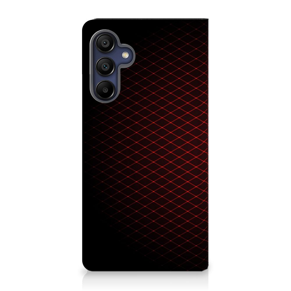 Samsung Galaxy A15 Hoesje met Magneet Geruit Rood achterzijde design geruit zwart rood