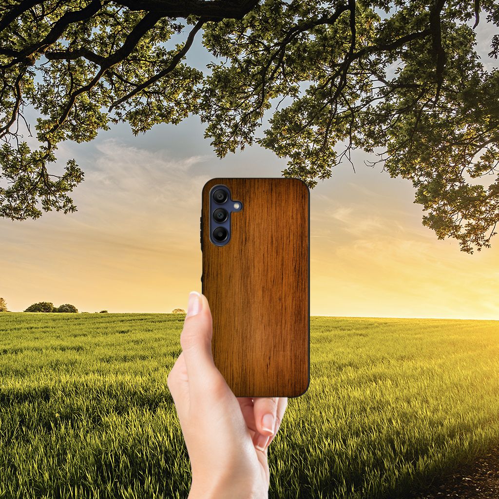 Samsung Galaxy A15 Houten Print Telefoonhoesje Donker Hout B2C Telecom