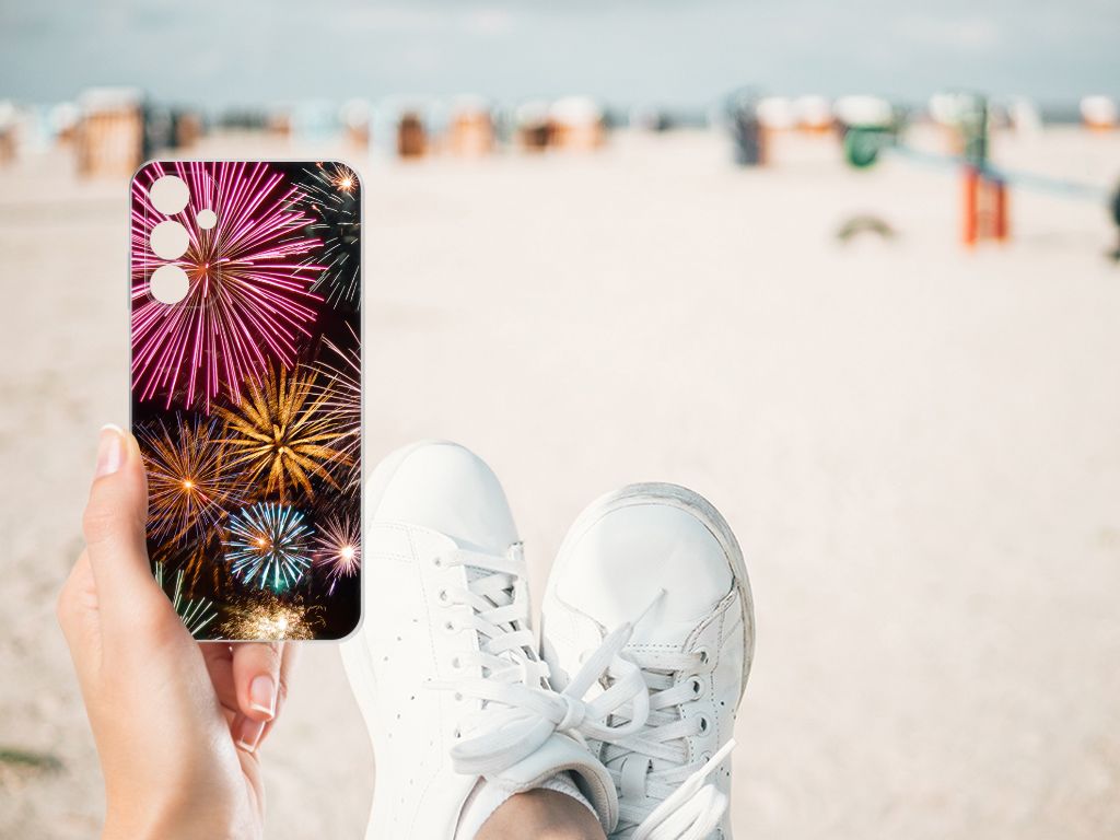 Samsung Galaxy A15 Silicone Back Cover Vuurwerk siervuurwerk design hand strand