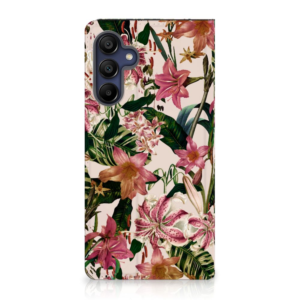 Samsung Galaxy A15 Smart Cover Flowers bloemen ontwerp achterzijde