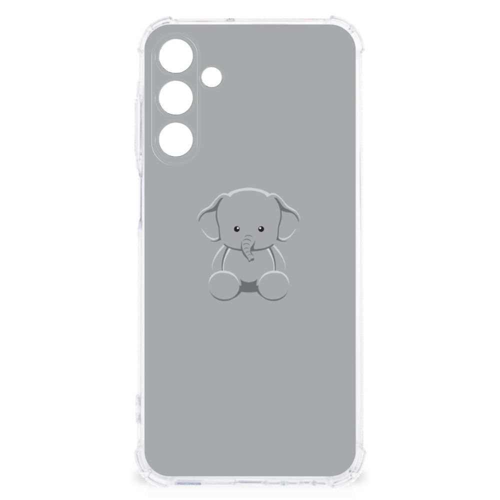 Samsung Galaxy A15 Stevig Bumper Hoesje Grijs Baby Olifant telefoonhoesje baby olifant ontwerp achterkant