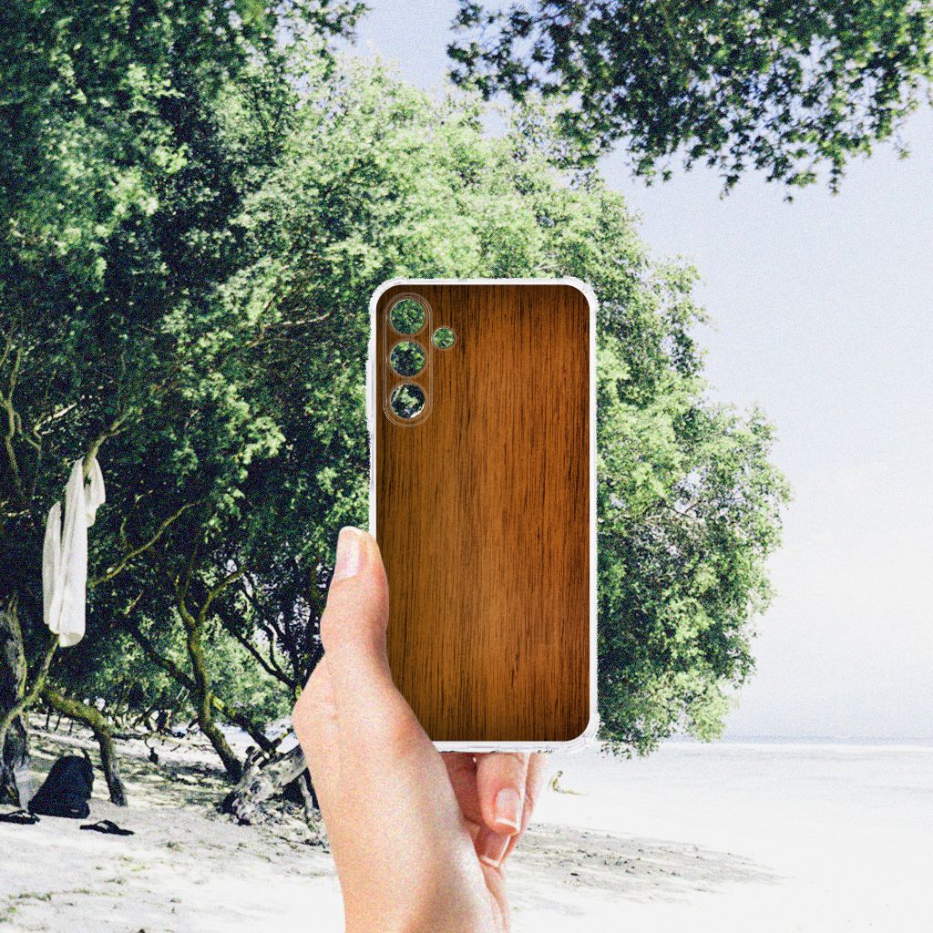 Samsung Galaxy A15 Stevig Telefoonhoesje Donker Hout B2C Telecom