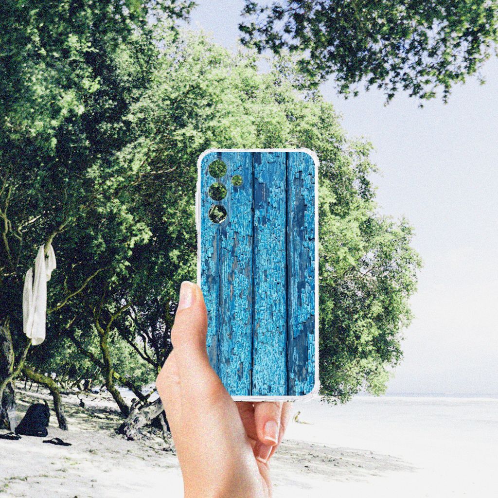 Samsung Galaxy A15 Stevig Telefoonhoesje Wood Blue B2C Telecom