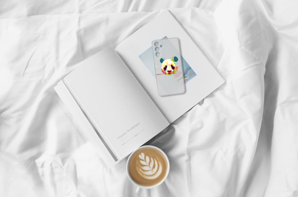 Samsung Galaxy A15 Telefoonhoesje met Naam Panda Color ontwerp bovenaanzicht