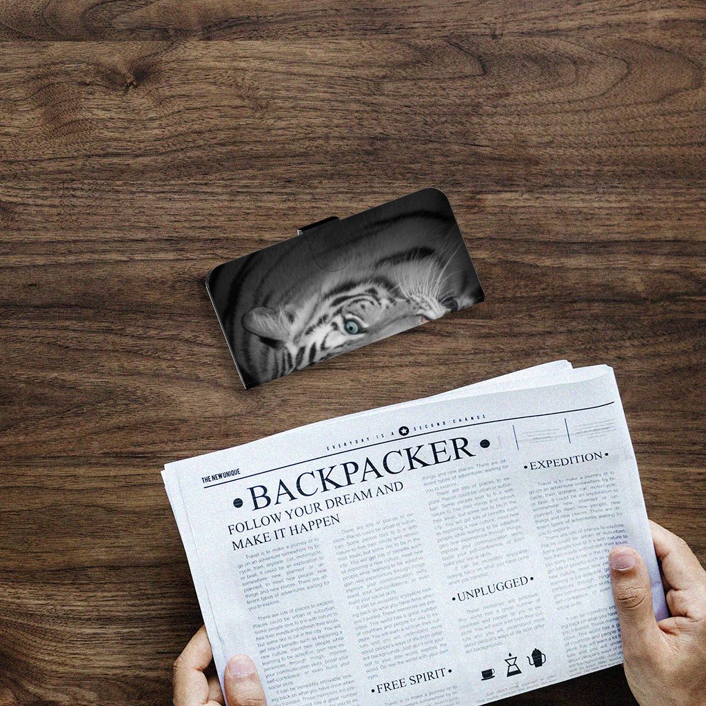 Samsung Galaxy A15 Telefoonhoesje met Pasjes Tijger