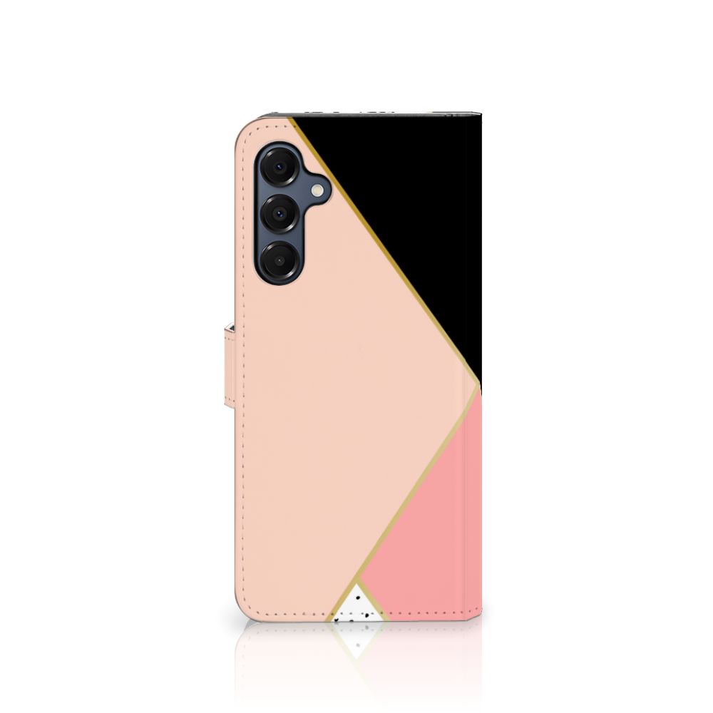 Samsung Galaxy A16 4G/5G Book Case Zwart Roze Vormen bookcase geometrisch ontwerp roze zwart