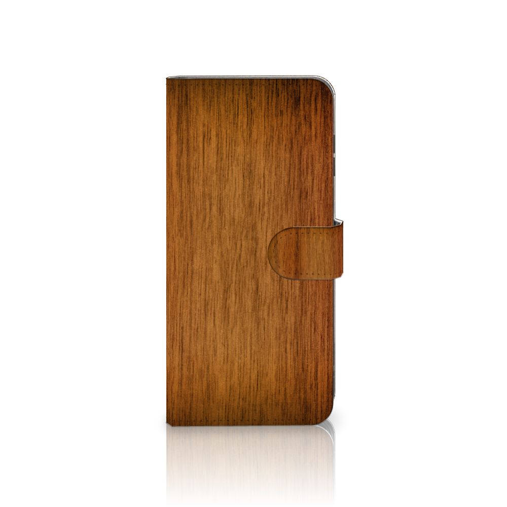 Samsung Galaxy A16 4G/5G Book Style Case Donker Hout houten hoesje aanzicht