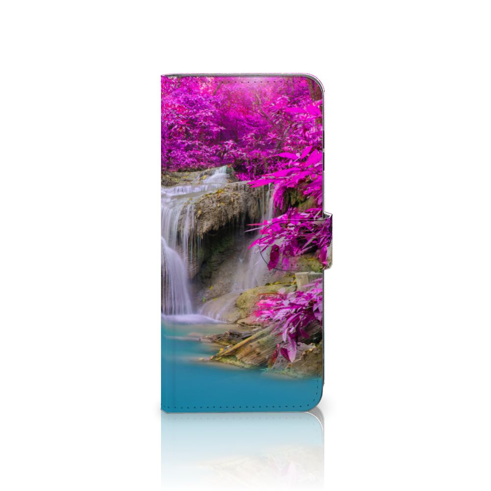 Samsung Galaxy A16 4G/5G Flip Cover Waterval design kalme waterval paarse bomen aanzicht