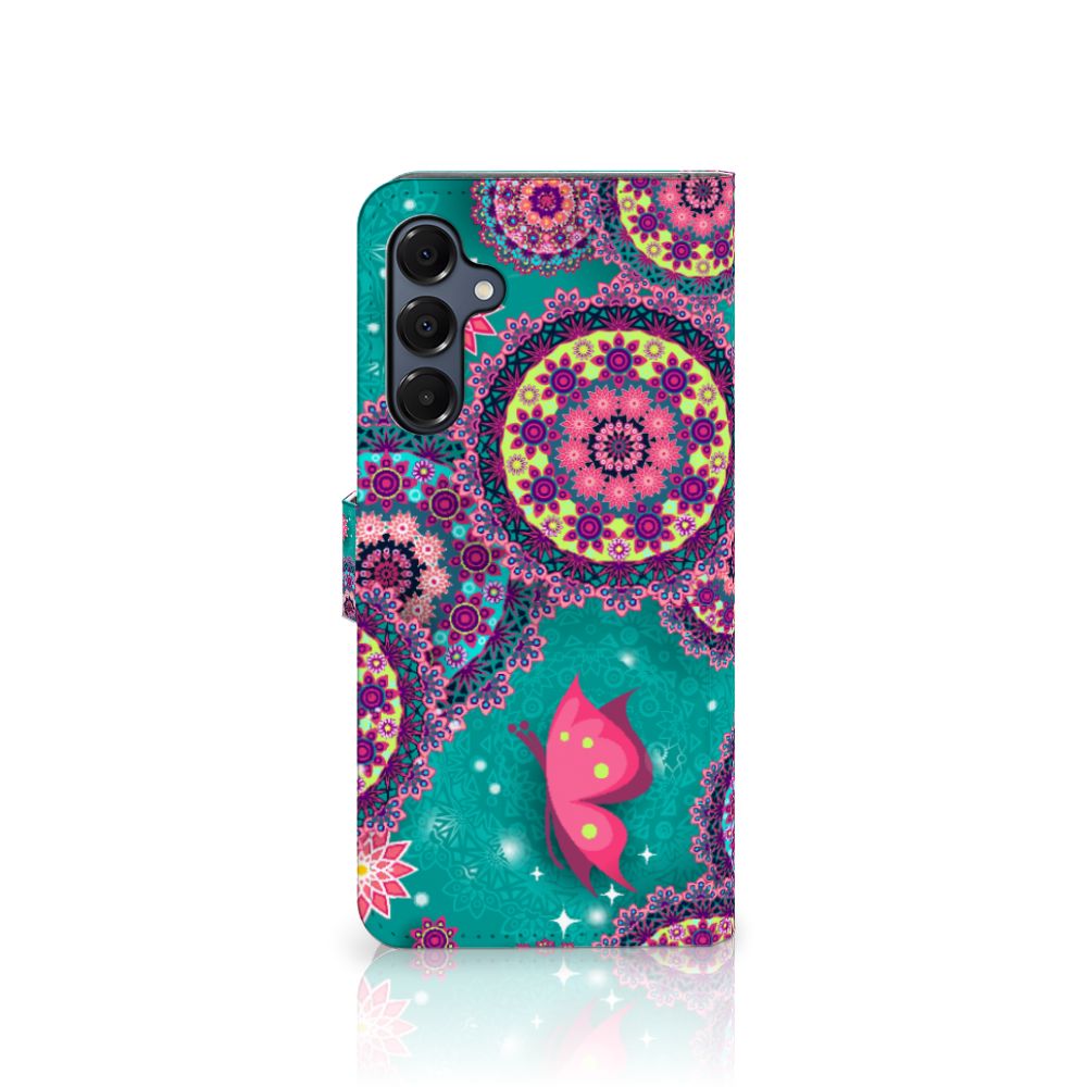 Samsung Galaxy A16 4G/5G Hoesje Cirkels en Vlinders bookstyle design vlinder aanzicht