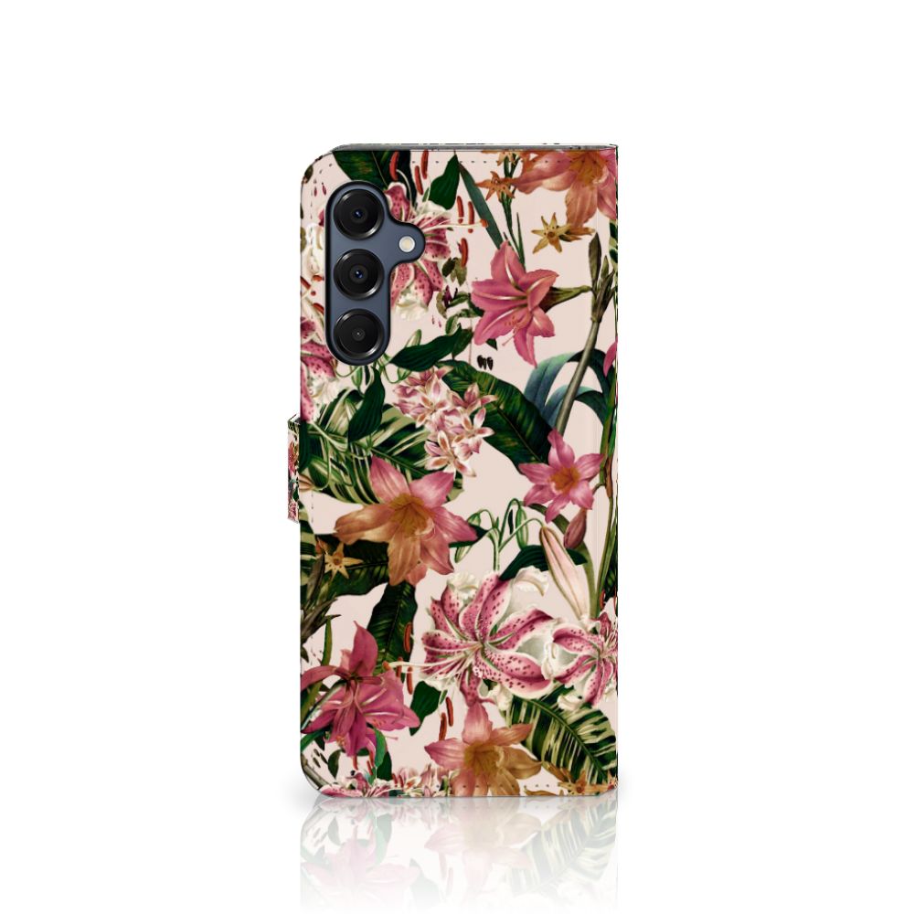 Samsung Galaxy A16 4G/5G Hoesje Flowers bookcase bloemen groen roze