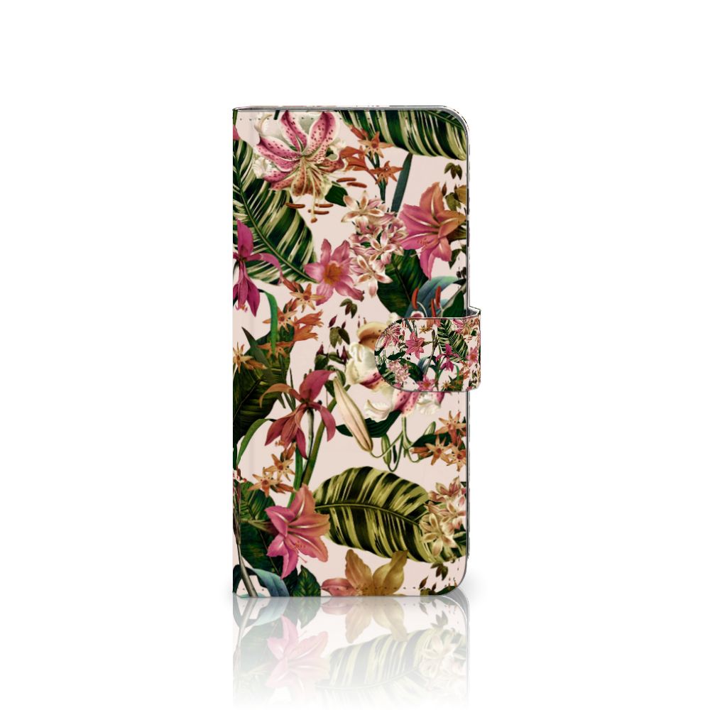 Samsung Galaxy A16 4G/5G Hoesje Flowers boekhoes bloemen groen roze design voorkant
