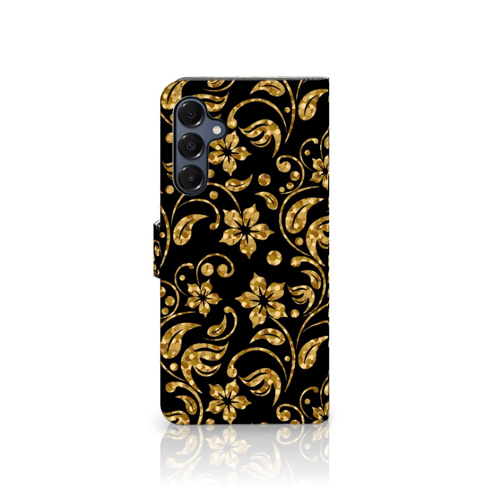 Samsung Galaxy A16 4G/5G Hoesje Gouden Bloemen ontwerp achterzijde