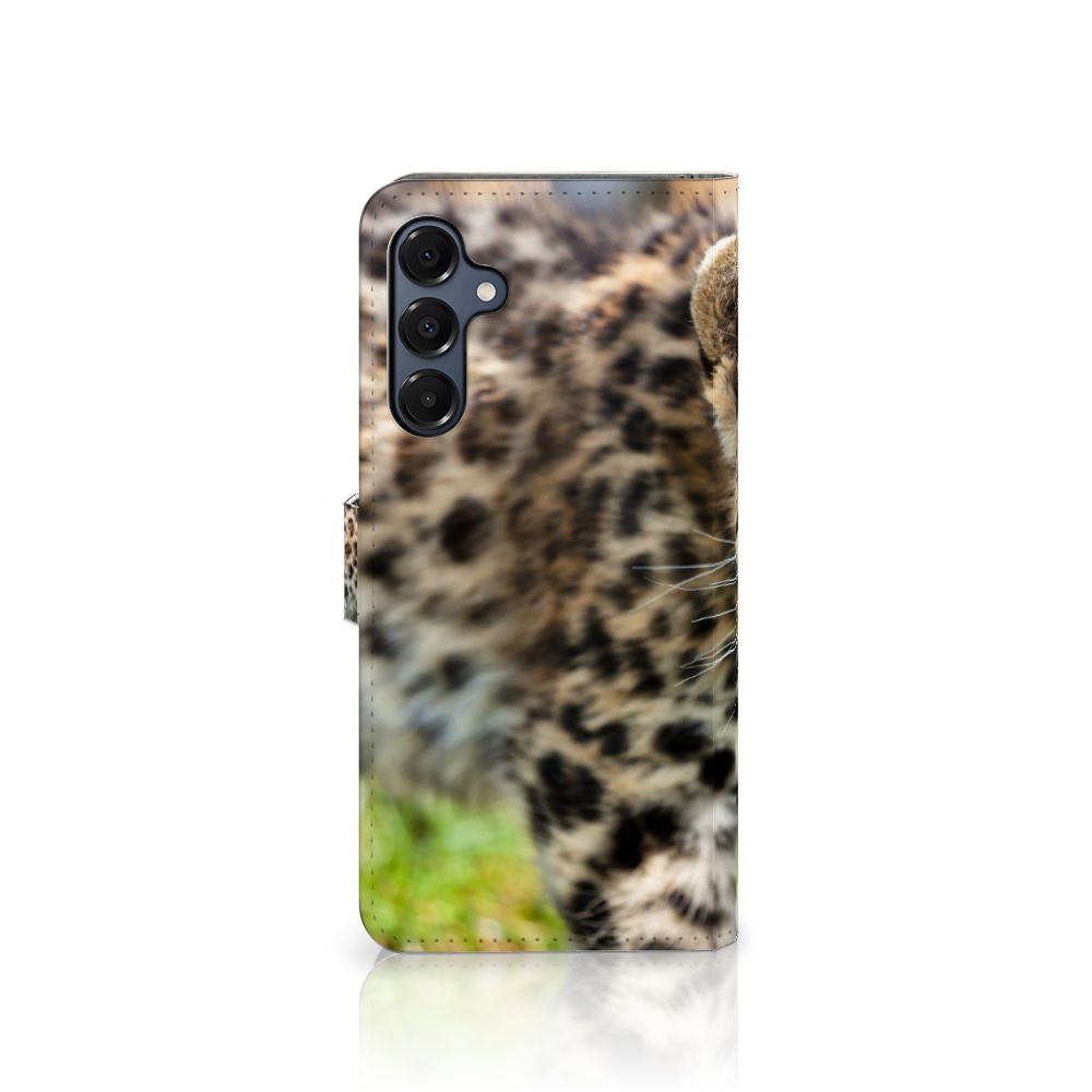 Samsung Galaxy A16 4G/5G Telefoonhoesje met Pasjes Baby Luipaard leopard close-up design side