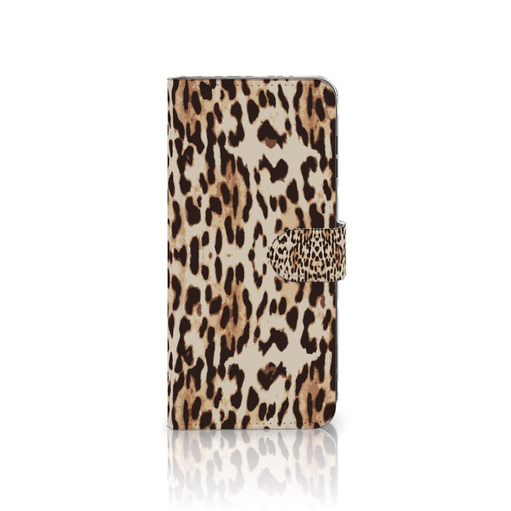 Samsung Galaxy A16 4G/5G Telefoonhoesje met Pasjes Leopard telefoonhoesje leopard design voorkant