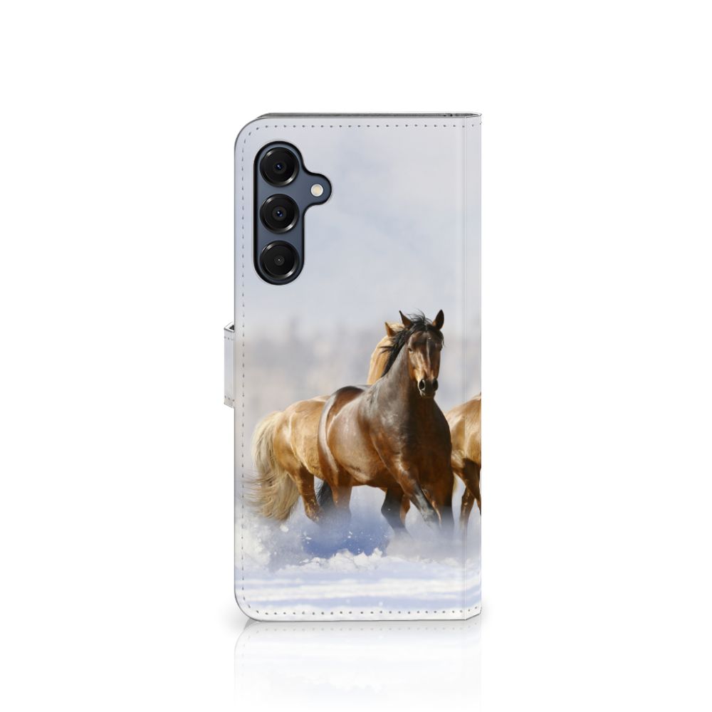 Samsung Galaxy A16 4G/5G Telefoonhoesje met Pasjes Paarden paarden design voorkant