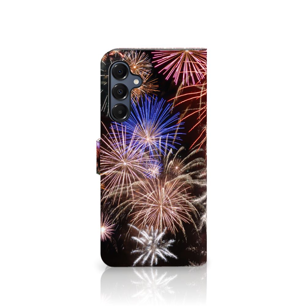 Samsung Galaxy A16 4G/5G Wallet Case met Pasjes Vuurwerk siervuurwerk achterkant